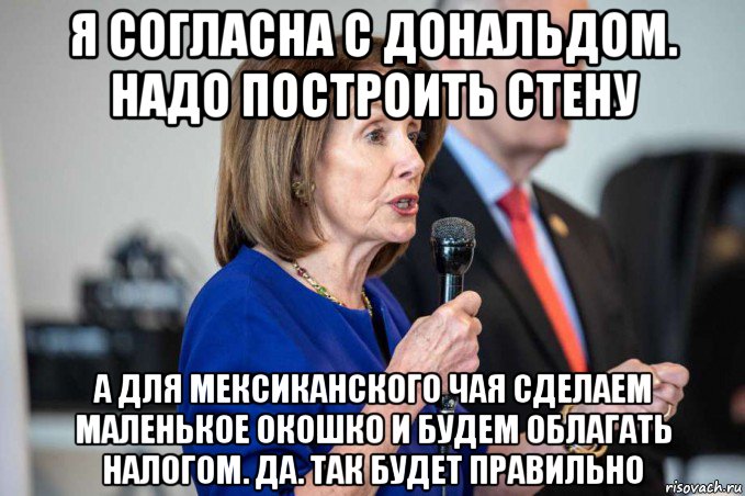 я согласна с дональдом. надо построить стену а для мексиканского чая сделаем маленькое окошко и будем облагать налогом. да. так будет правильно