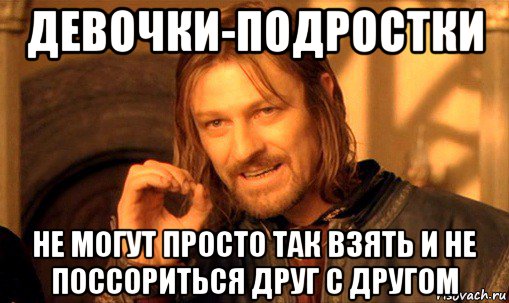 девочки-подростки не могут просто так взять и не поссориться друг с другом, Мем Нельзя просто так взять и (Боромир мем)