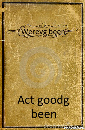 Werevg been Act goodg been, Комикс обложка книги