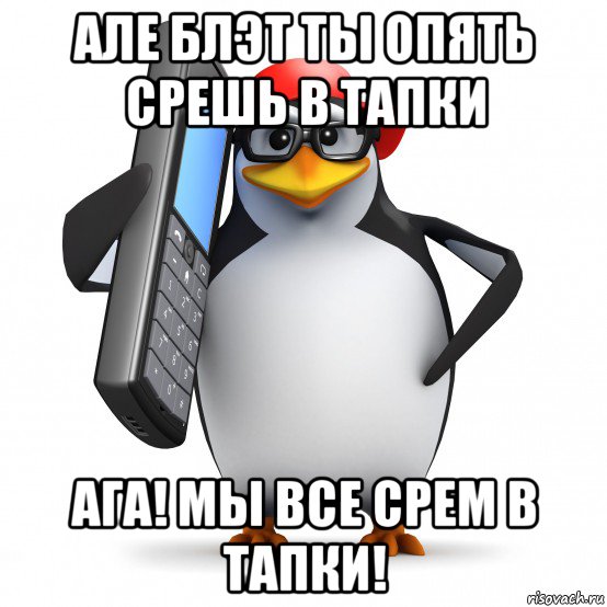 але блэт ты опять срешь в тапки ага! мы все срем в тапки!, Мем   Пингвин звонит