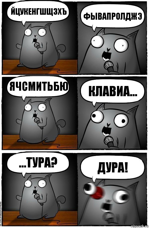 йцукенгшщзхъ фывапролджэ ячсмитьбю клавиа... ...тура? дура!, Комикс  Стендап-кот