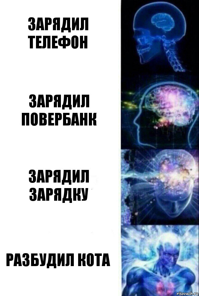 зарядил телефон зарядил повербанк зарядил зарядку разбудил кота, Комикс  Сверхразум