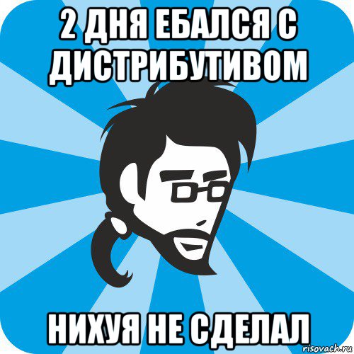 2 дня ебался с дистрибутивом нихуя не сделал, Мем Типичный программист