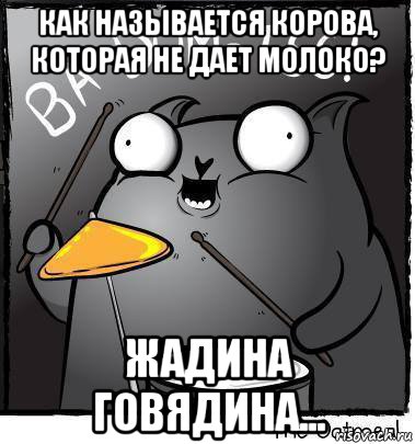 как называется корова, которая не дает молоко? жадина говядина..., Мем Ba dum tss