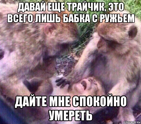давай еще трайчик, это всего лишь бабка с ружьем дайте мне спокойно умереть