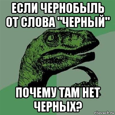 если чернобыль от слова "черный" почему там нет черных?, Мем Филосораптор