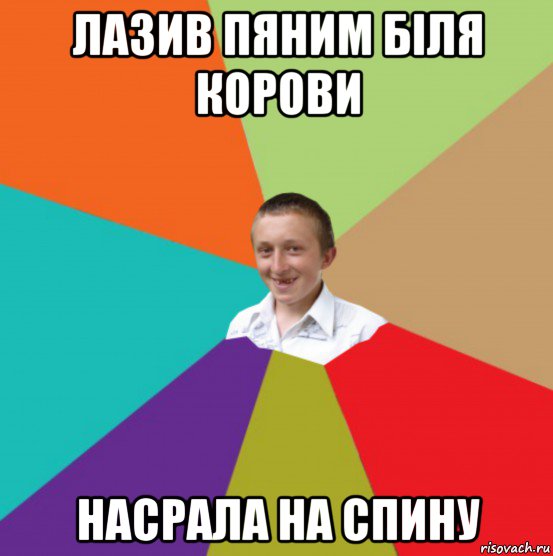 лазив пяним біля корови насрала на спину