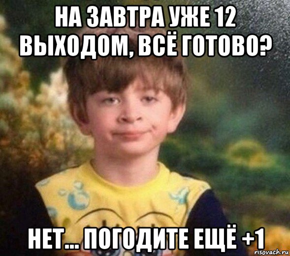 на завтра уже 12 выходом, всё готово? нет... погодите ещё +1, Мем Недовольный пацан