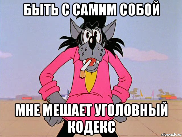 быть с самим собой мне мешает уголовный кодекс, Мем Ну погоди-волк