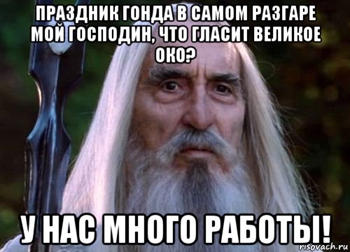 праздник гонда в самом разгаре мой господин, что гласит великое око? у нас много работы!, Мем Саруман