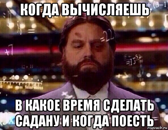 когда вычисляешь в какое время сделать садану и когда поесть, Мем Сложное вычисление
