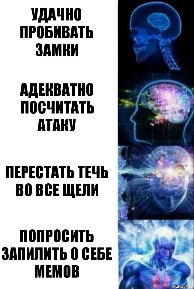 Удачно пробивать замки адекватно посчитать атаку перестать течь во все щели попросить запилить о себе мемов, Комикс  Сверхразум