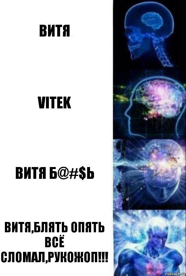 Витя Vitek Витя Б@#$ь ВИТЯ,БЛЯТЬ ОПЯТЬ ВСЁ СЛОМАЛ,РУКОЖОП!!!, Комикс  Сверхразум