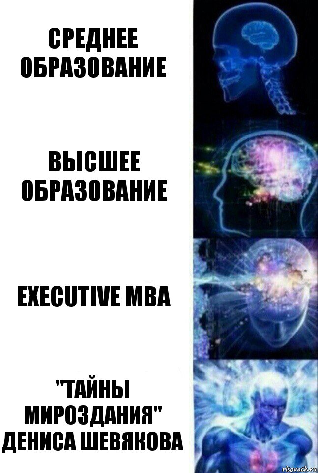 среднее образование высшее образование EXECUTIVE MBA "Тайны мироздания" Дениса шевякова, Комикс  Сверхразум