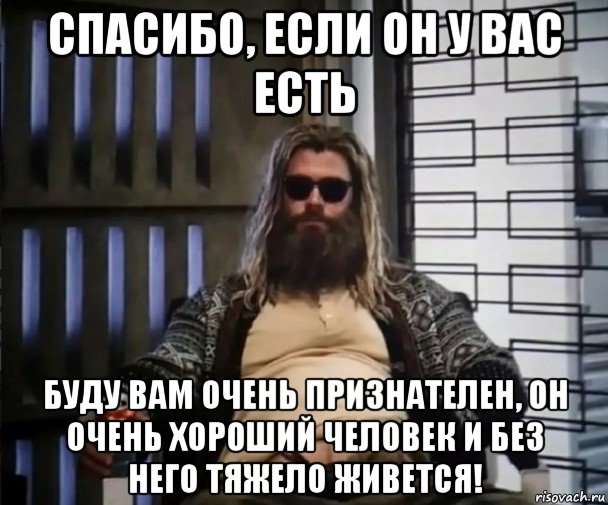 спасибо, если он у вас есть буду вам очень признателен, он очень хороший человек и без него тяжело живется!, Мем Толстый Тор