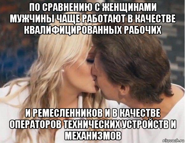 по сравнению с женщинами мужчины чаще работают в качестве квалифицированных рабочих и ремесленников и в качестве операторов технических устройств и механизмов