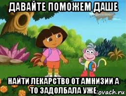 давайте поможем даше найти лекарство от амнизии а то задолбала уже, Мем Даша следопыт