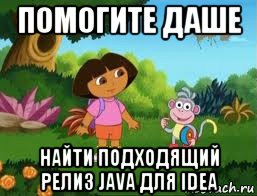 помогите даше найти подходящий релиз java для idea, Мем Даша следопыт