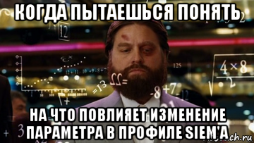 когда пытаешься понять на что повлияет изменение параметра в профиле siem'а