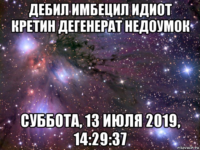 дебил имбецил идиот кретин дегенерат недоумок суббота, 13 июля 2019, 14:29:37