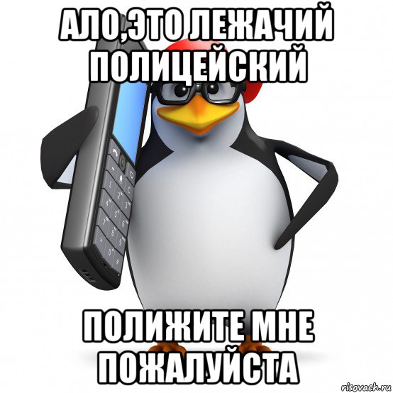 ало,это лежачий полицейский полижите мне пожалуйста, Мем   Пингвин звонит