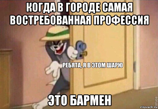 когда в городе самая востребованная профессия это бармен, Мем    Ребята я в этом шарю