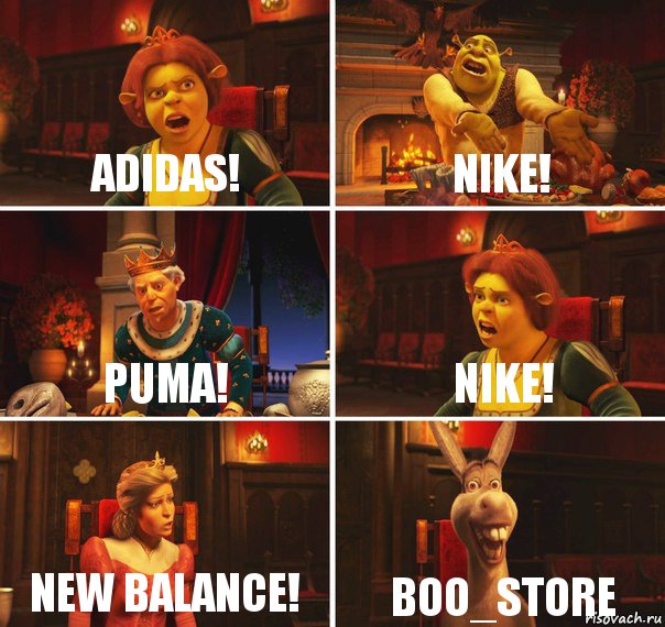 Adidas! Nike! Puma! NIKE! New Balance! Boo_Store, Комикс  Шрек Фиона Гарольд Осел