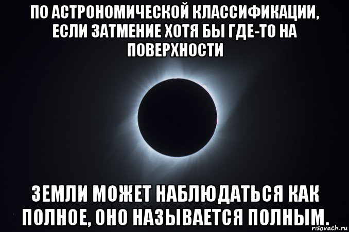 по астрономической классификации, если затмение хотя бы где-то на поверхности земли может наблюдаться как полное, оно называется полным.