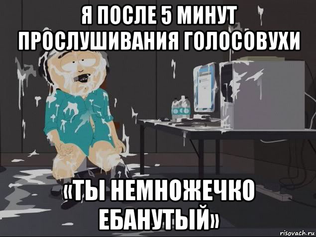 я после 5 минут прослушивания голосовухи «ты немножечко ебанутый»