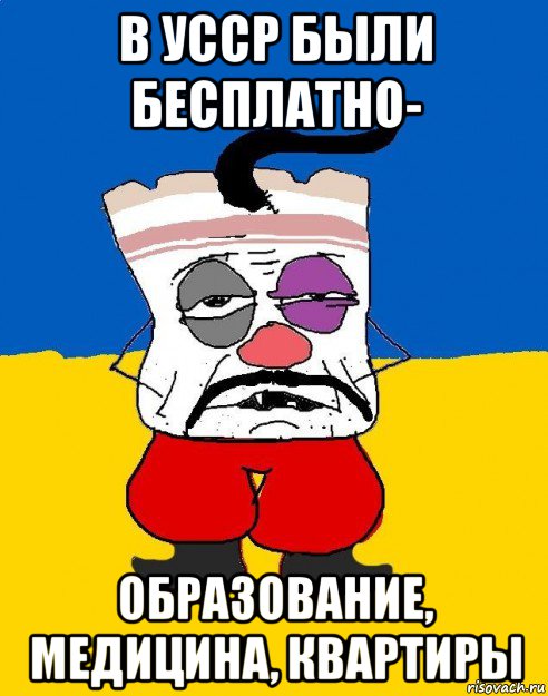 в усср были бесплатно- образование, медицина, квартиры, Мем Западенец - тухлое сало