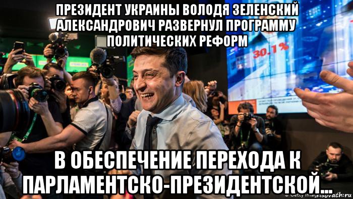 президент украины володя зеленский александрович развернул программу политических реформ в обеспечение перехода к парламентско-президентской...