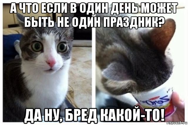 а что если в один день может быть не один праздник? да ну, бред какой-то!, Мем Да ну бред какой-то