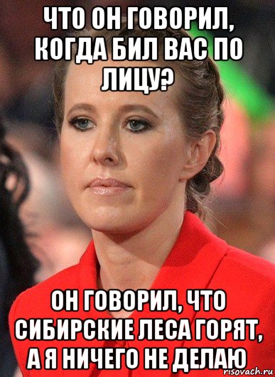 что он говорил, когда бил вас по лицу? он говорил, что сибирские леса горят, а я ничего не делаю