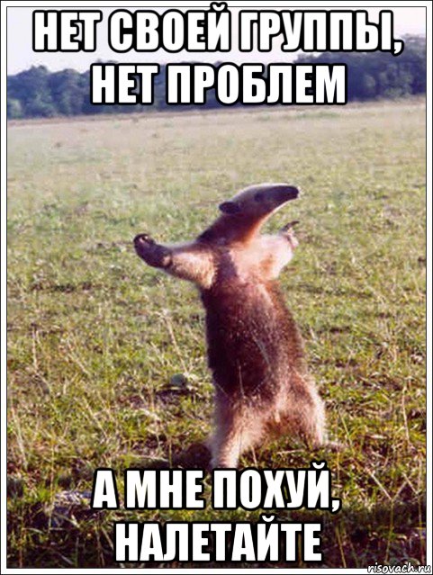нет своей группы, нет проблем а мне похуй, налетайте