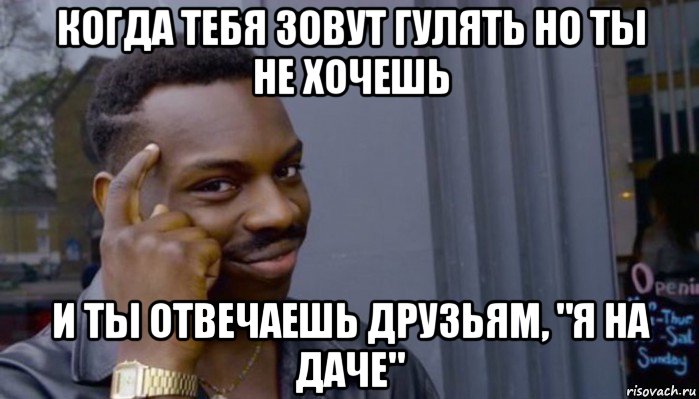 когда тебя зовут гулять но ты не хочешь и ты отвечаешь друзьям, "я на даче", Мем Не делай не будет