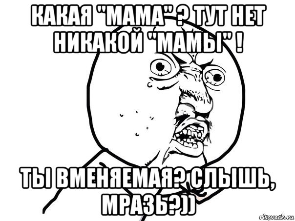 какая "мама" ? тут нет никакой "мамы" ! ты вменяемая? слышь, мразь?)), Мем Ну почему (белый фон)