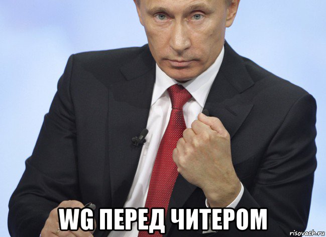  wg перед читером, Мем Путин показывает кулак
