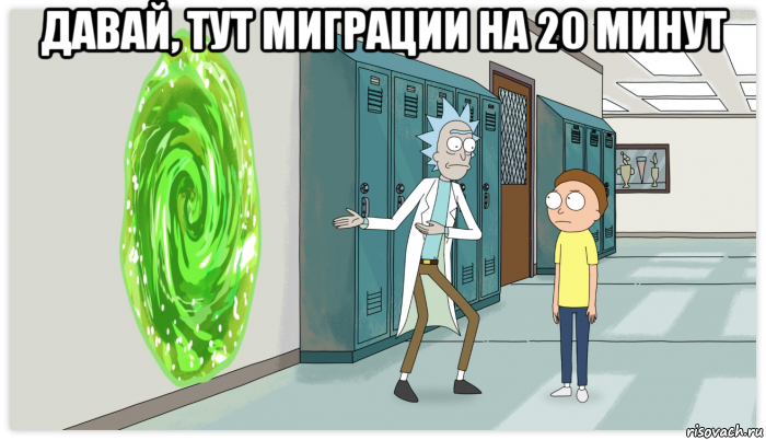 давай, тут миграции на 20 минут , Мем Рик и Морти Приключение на 20 минут