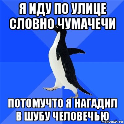 я иду по улице словно чумачечи потомучто я нагадил в шубу человечью