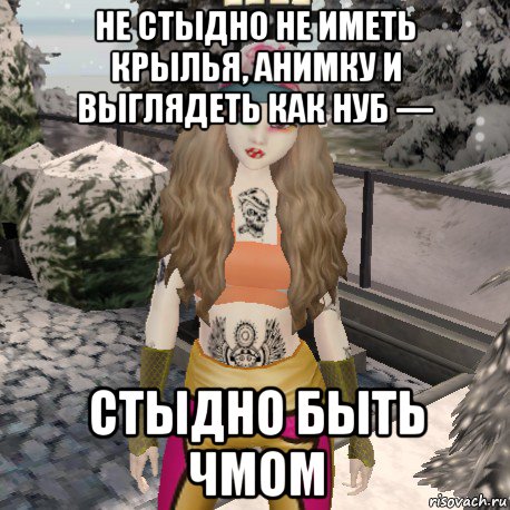 не стыдно не иметь крылья, анимку и выглядеть как нуб — стыдно быть чмом