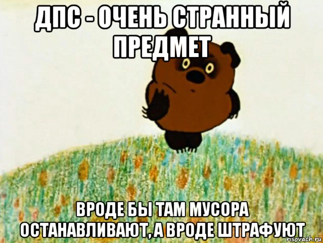 дпс - очень странный предмет вроде бы там мусора останавливают, а вроде штрафуют, Мем ВИННИ ПУХ