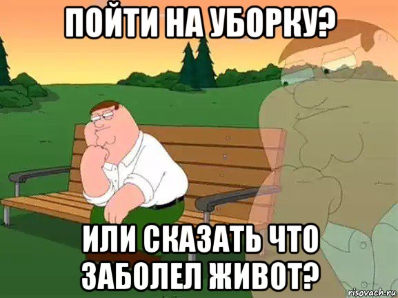 пойти на уборку? или сказать что заболел живот?