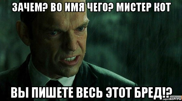 зачем? во имя чего? мистер кот вы пишете весь этот бред!?