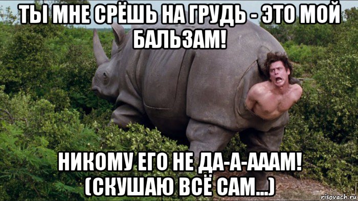 ты мне срёшь на грудь - это мой бальзам! никому его не да-а-ааам! (скушаю всё сам...)