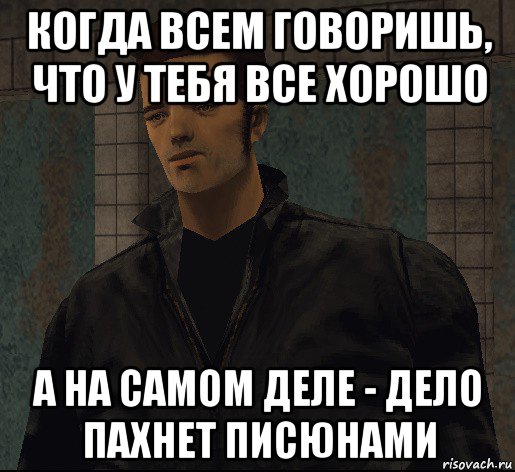 когда всем говоришь, что у тебя все хорошо а на самом деле - дело пахнет писюнами, Мем гта 3 клод