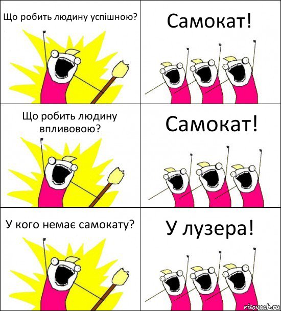 Що робить людину успішною? Самокат! Що робить людину впливовою? Самокат! У кого немає самокату? У лузера!, Комикс кто мы