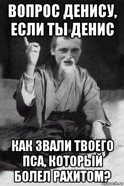 вопрос денису, если ты денис как звали твоего пса, который болел рахитом?, Мем Мудрий паца