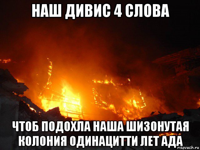 наш дивис 4 слова чтоб подохла наша шизонутая колония одинацитти лет ада, Мем Школа горит