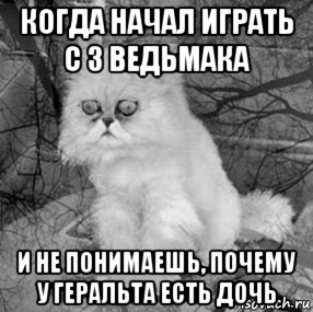когда начал играть с 3 ведьмака и не понимаешь, почему у геральта есть дочь