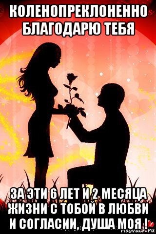 коленопреклоненно благодарю тебя за эти 6 лет и 2 месяца жизни с тобой в любви и согласии, душа моя !, Мем БЛАГОДАРЮ